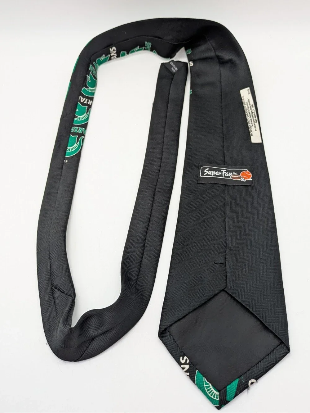 Vintage Superfan Ralph Marlin Black Green White Michigan State Spartans MSU Tie